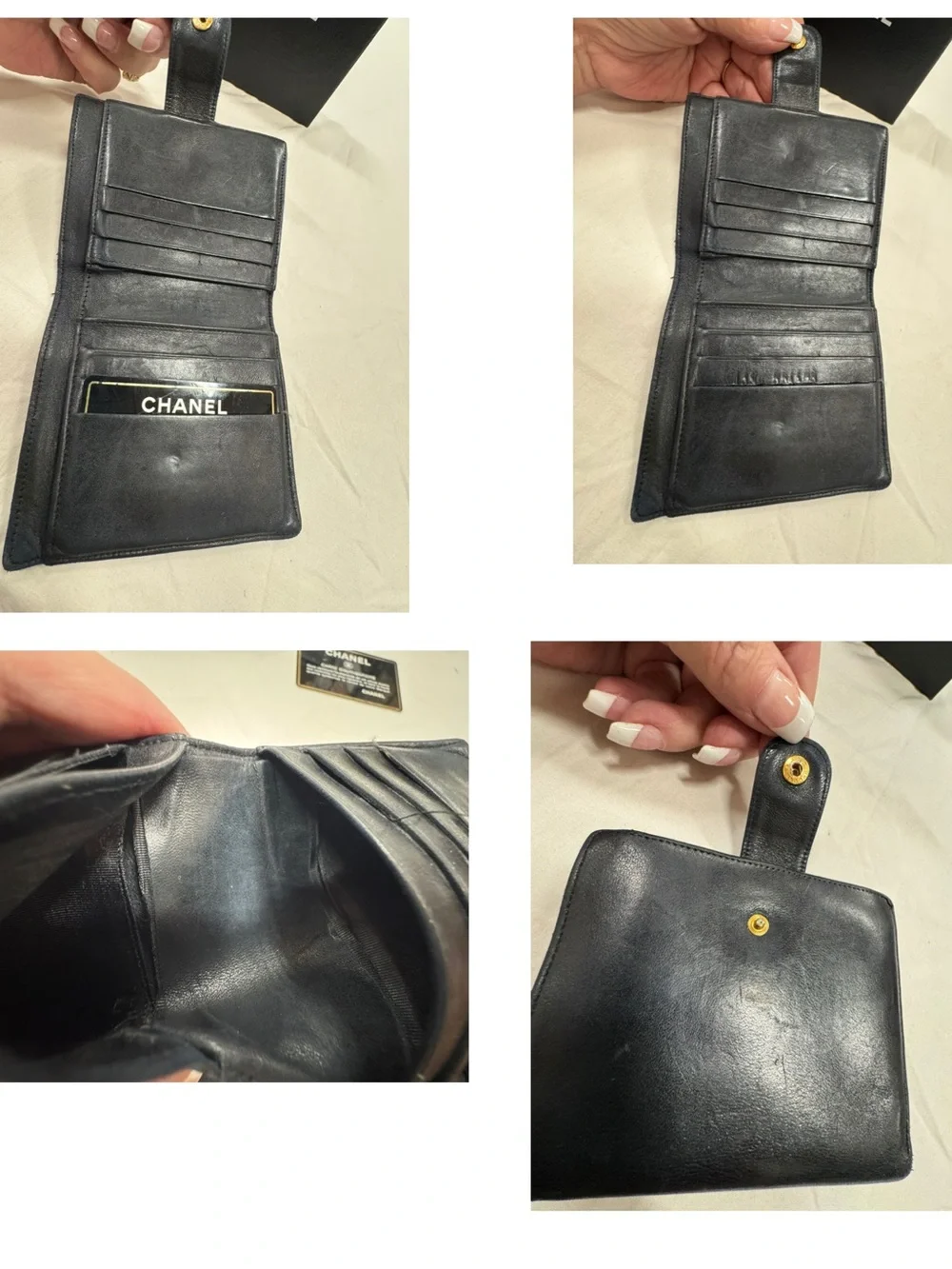 Mens Chanel Black Quilted Lamb Leather Bi-fold wallet